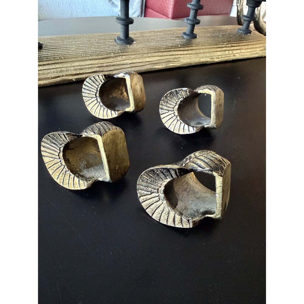 Brass Turkey Napkin Rings Set of 4 | Elegant Thanksgiving Table Decor - Picture 7 of 10